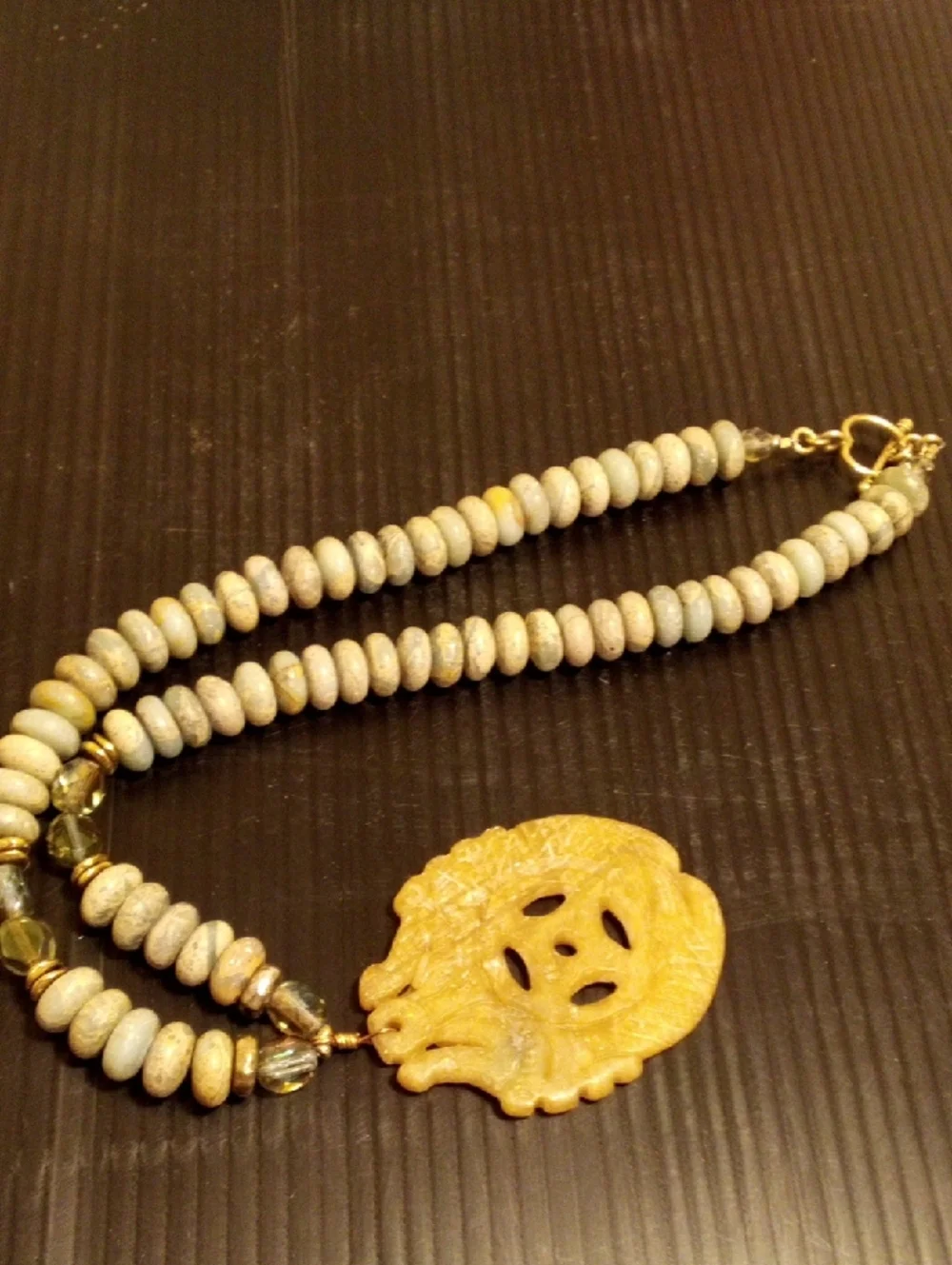 Carved Yellow Jade Pendant Necklace - Women Jewelry